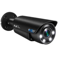 GW1202503M 12MP 6K IP POE 2.8mm Fixed Lens Black Bullet Security Camera, Two-Way Audio, Color Night Vision, Dual-Light, Human / Vehicle Detection, Area Intrusion Detection