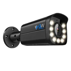 GW805803M 8MP IP POE 2.7-13mm Motorized Lens Black Bullet Security Camera, 5X Optical Zoom, Built-In Mic, Color Night Vision, Dual-Light, Human / Vehicle Detection, Area Intrusion Detection